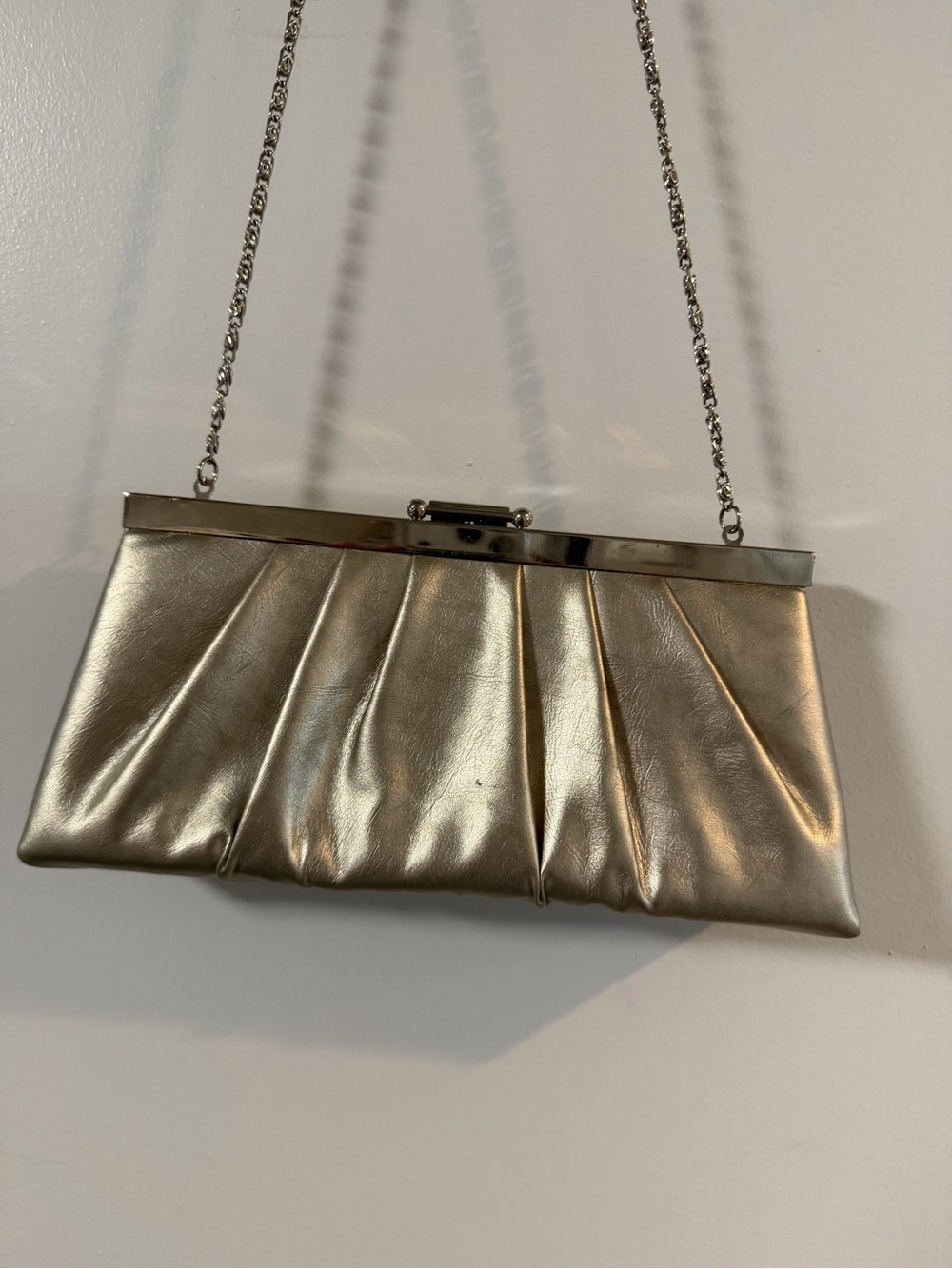 Vintage Gunne Sax Metallic Evening Clutch with Chain Strap
